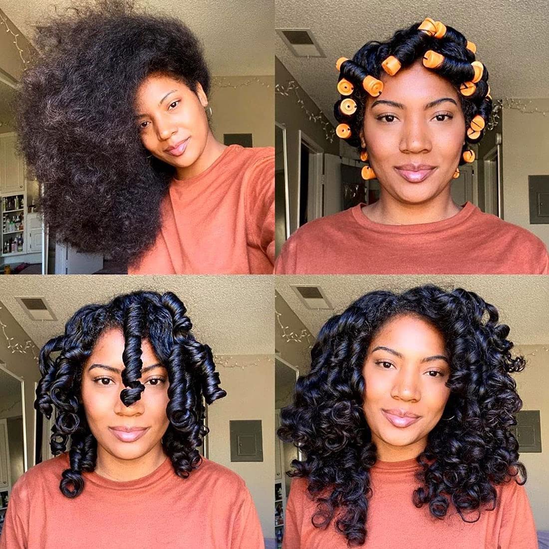 CLIONE 60pcs Perm Rods Set - Non-Slip Plastic Cold Wave Rollers for Long & Short Hair | 0.87 Inch Orange Curling Rods