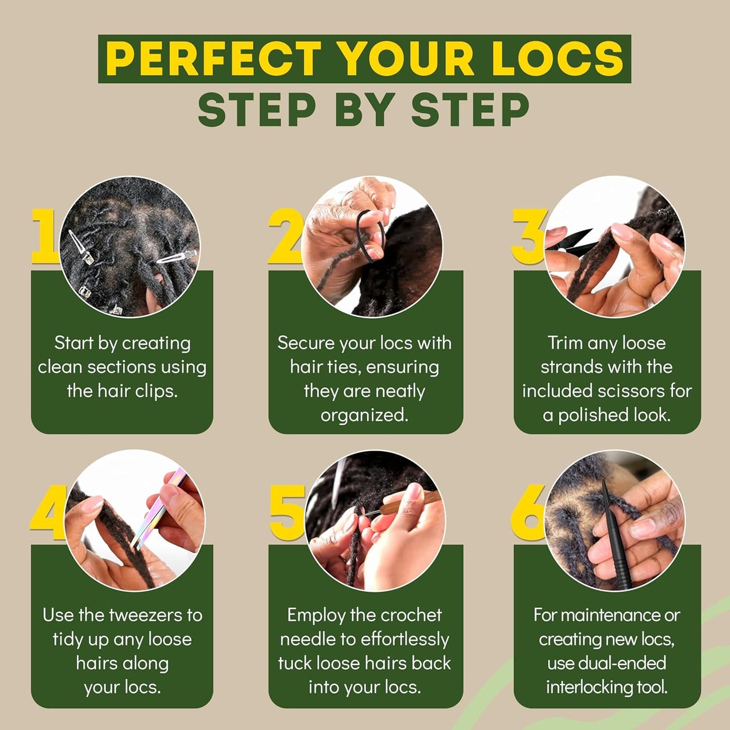 Locsanity Loc Retie Bundle - 3-Piece Maintenance Kit for Sisterlocks, Microlocs & Locs | Includes Retightening Tool, Passion Fruit & Cinnamon Mint Sprays