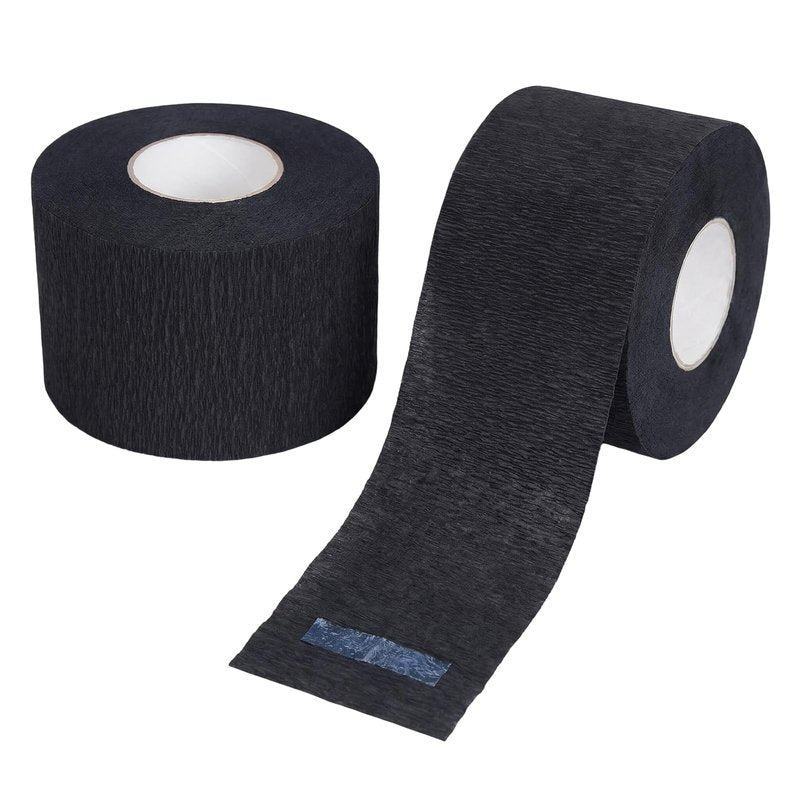 2 Rolls 200 Strips Black Disposable Barber Neck Strips, Stretchable Neck Tape for Salon Hair Cutting, Professional Barber Supplies Accessories