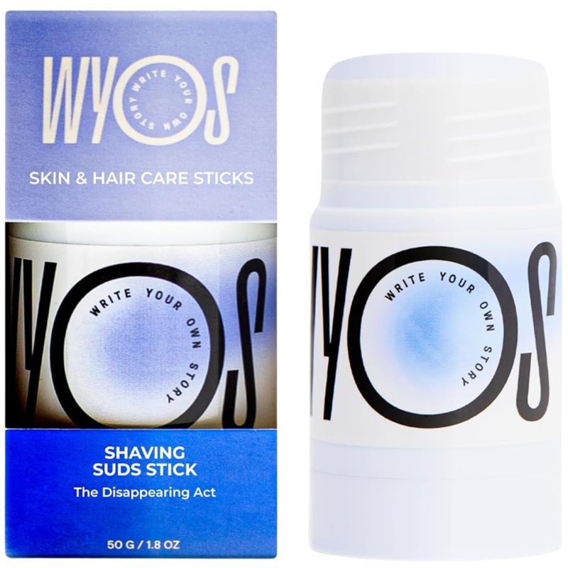 WYOS Shave Stick for Men – Hydrating Glycerin Formula for Sensitive Skin, Smooth Glide for a Close Shave, Solid Shaving Cream Stick, Hands-Free, No Mess, Leak-Proof & TSA-Friendly