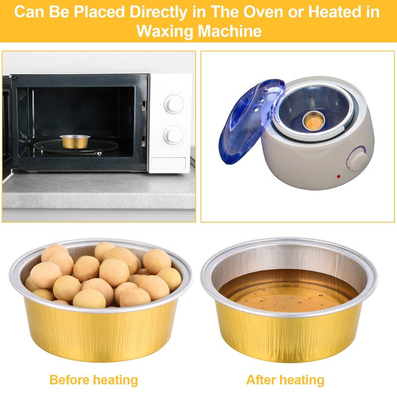 Maitys 50 Pieces Wax Melting Bowl Mini Wax Melting Bowls Bean Aluminum Foil Hair Removal Tool Container for Hair Removal