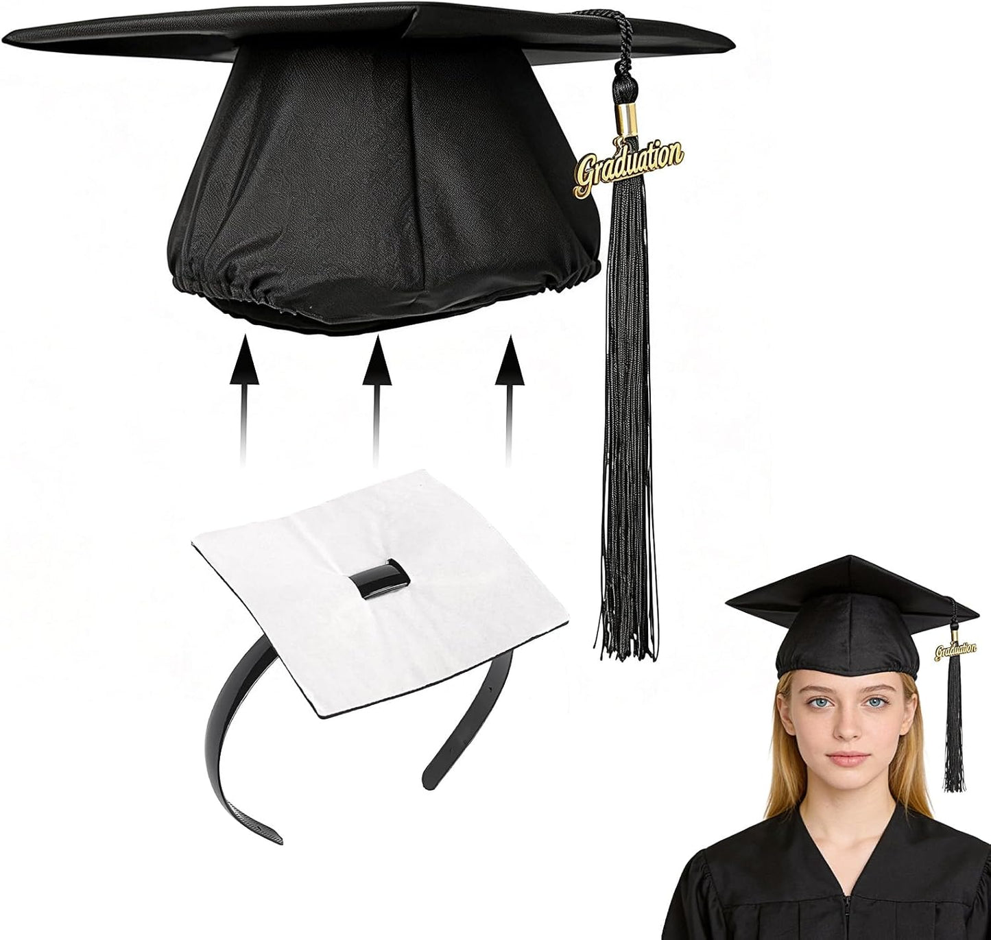 Graduation Cap Headband - Adhesive Felt Hair Band for Graduates | Perfect Hat Accessory