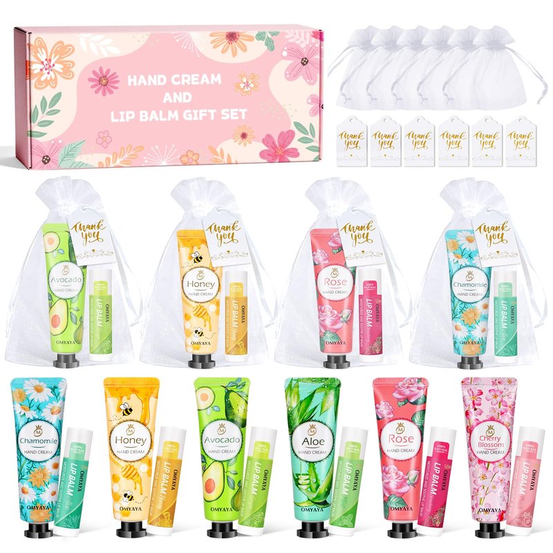 Lip Balm Bulk Gift Set - Hand Cream & Thank You Card | Perfect Teacher Appreciation & Spa Party Favors