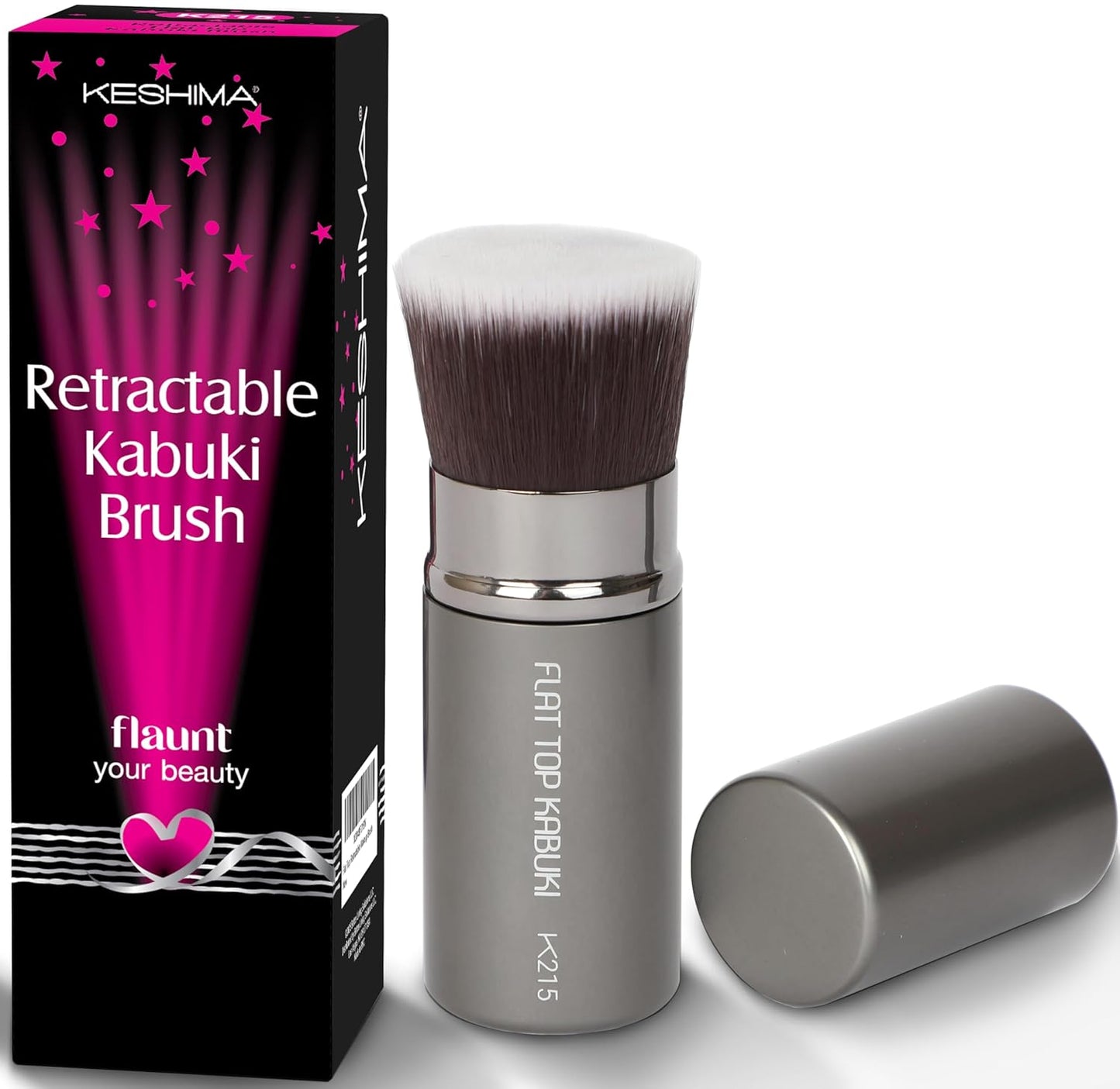 Keshima Large Flat Top Kabuki Foundation Brush - Premium Makeup Brush for Liquid, Cream & Powder | 1.6" Top Diameter