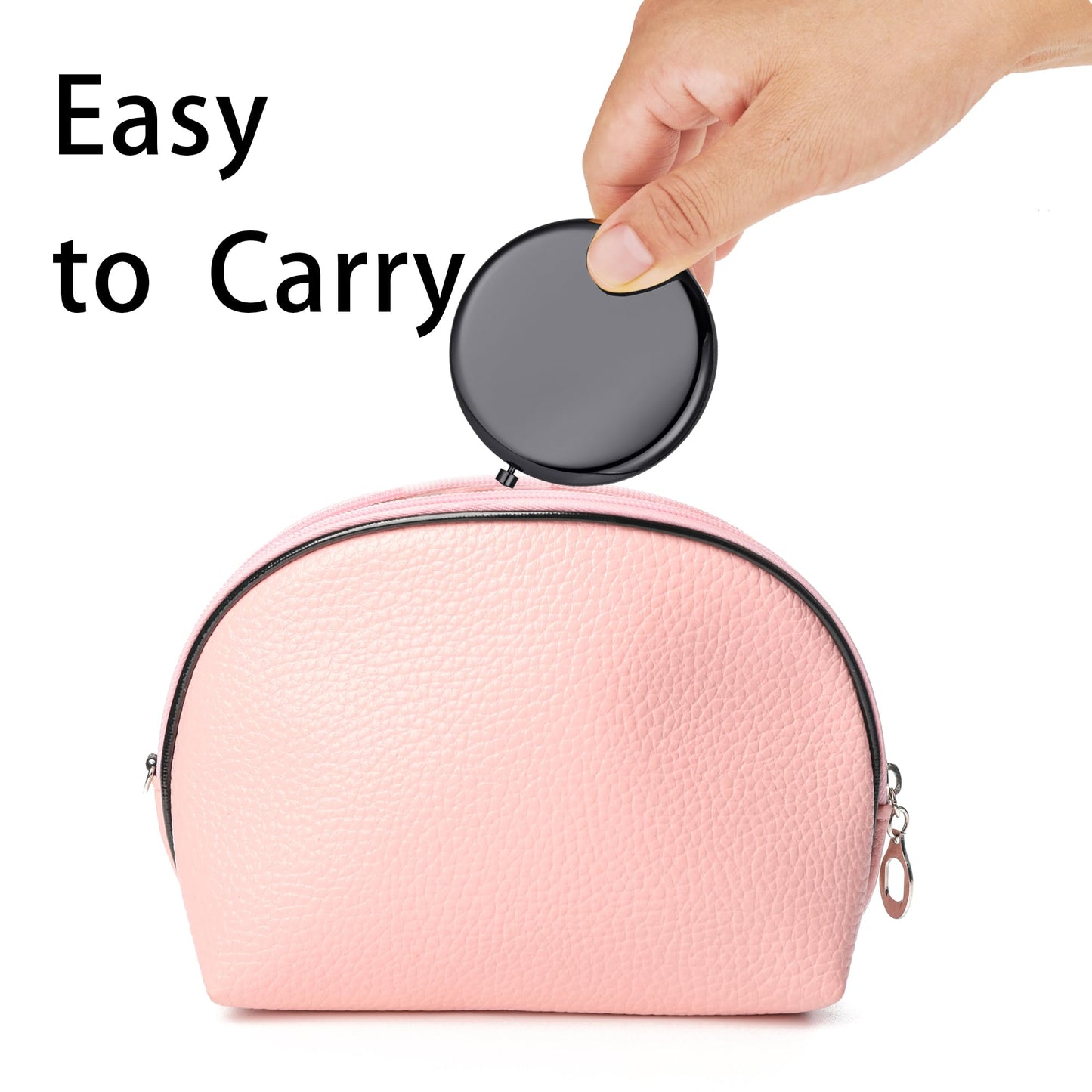 Daricano Compact Mirror for Purse, Metal Round Shell, Double-Sided 1X/2X Magnifying, Portable Travel Small Makeup Mirror, Mini Pocket Mirror, Black, 4 Packs