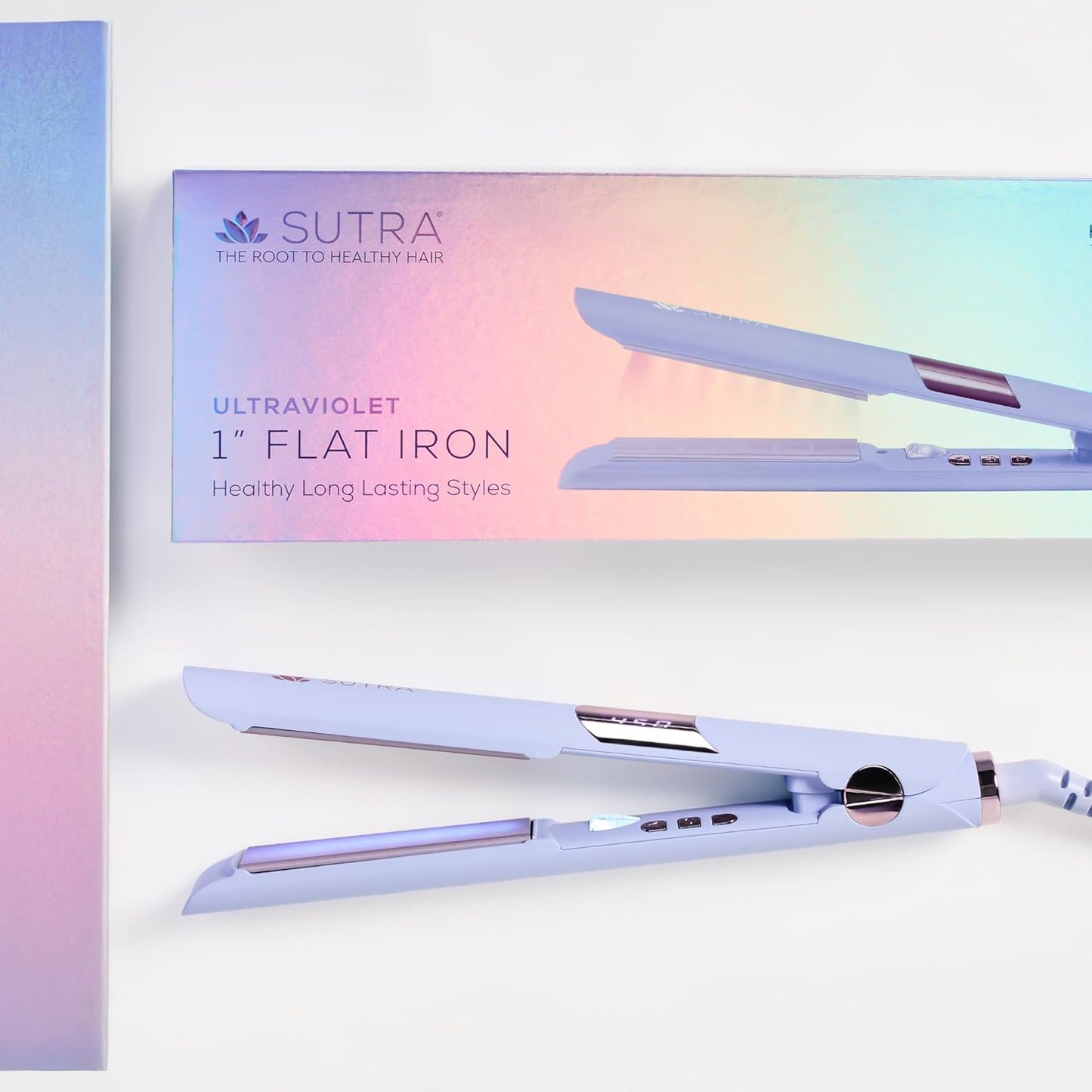 SUTRA Ultra Violet Flat Iron - 1” Infrared Ceramic Hair Straightener with Ionic Technology | Digital Temp Control to 450°F