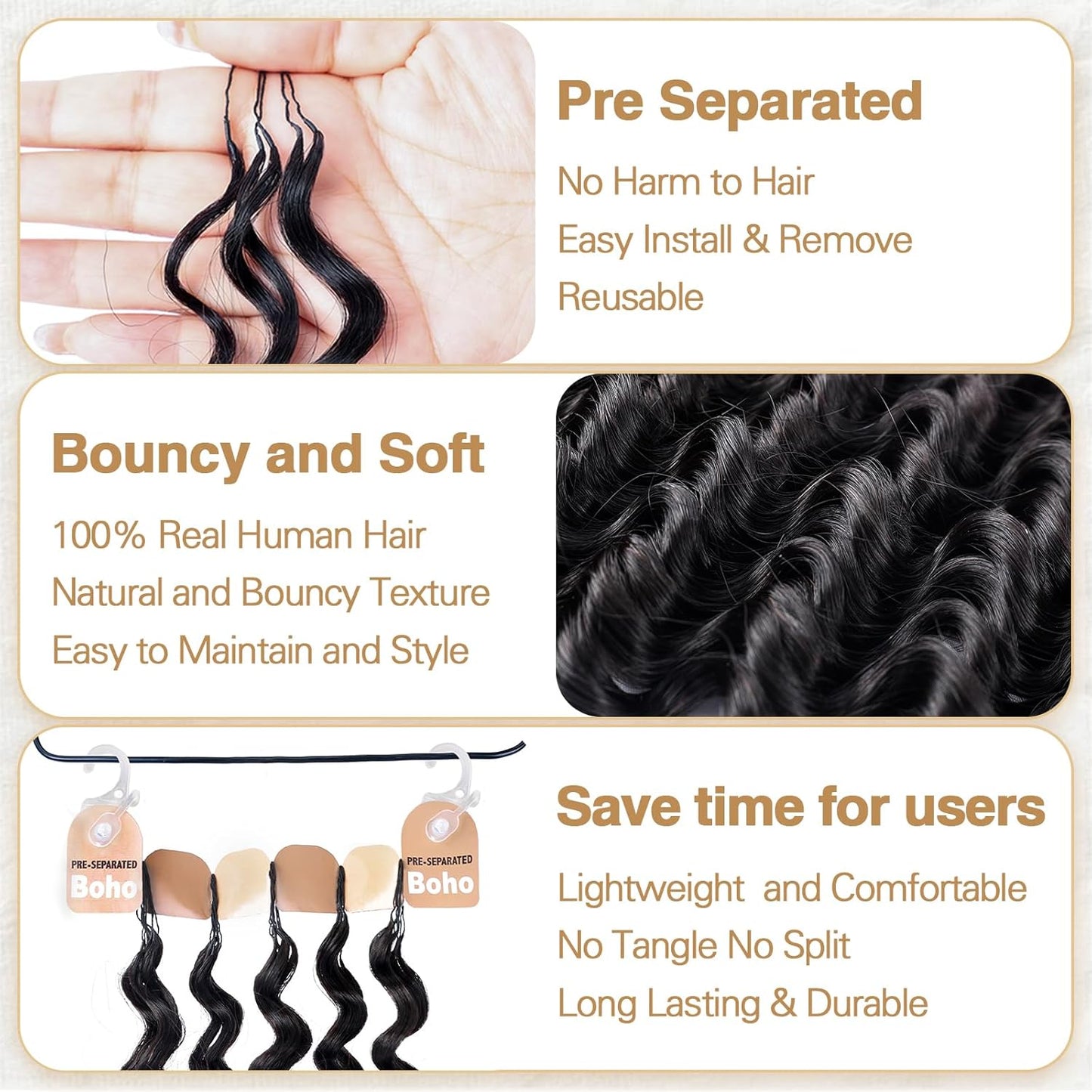 Human Crochet Hair for Black Women - 16 Inch Deep Wave Crochet Hair | Lightweight, Natural Look, 100 Strands