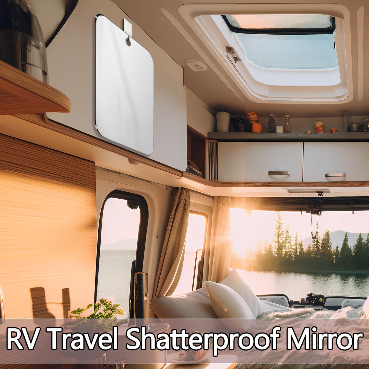 Lager 9.7"x5.7" Shower Mirror for Shaving, Shower Mirror for Shaving and Makeup, Luxury Plastic, Shatter-Proof Wall Hanging and Handheld Locker Mirrors - Perfect for Large Travel and Camping