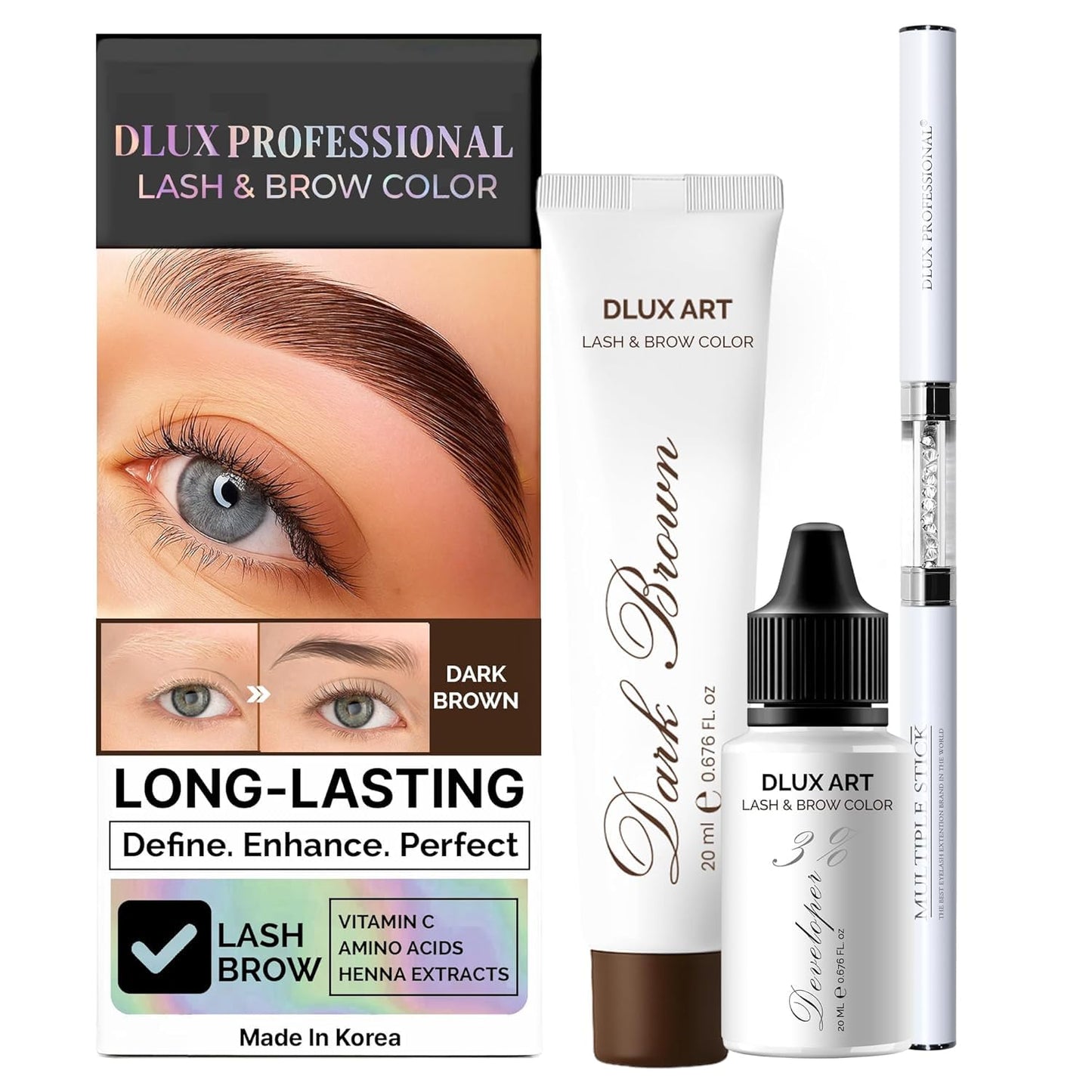 Korean Eyebrow Color Kit - Long-Lasting Black Brow Color for Natural-Looking Brows | Salon & Home Use