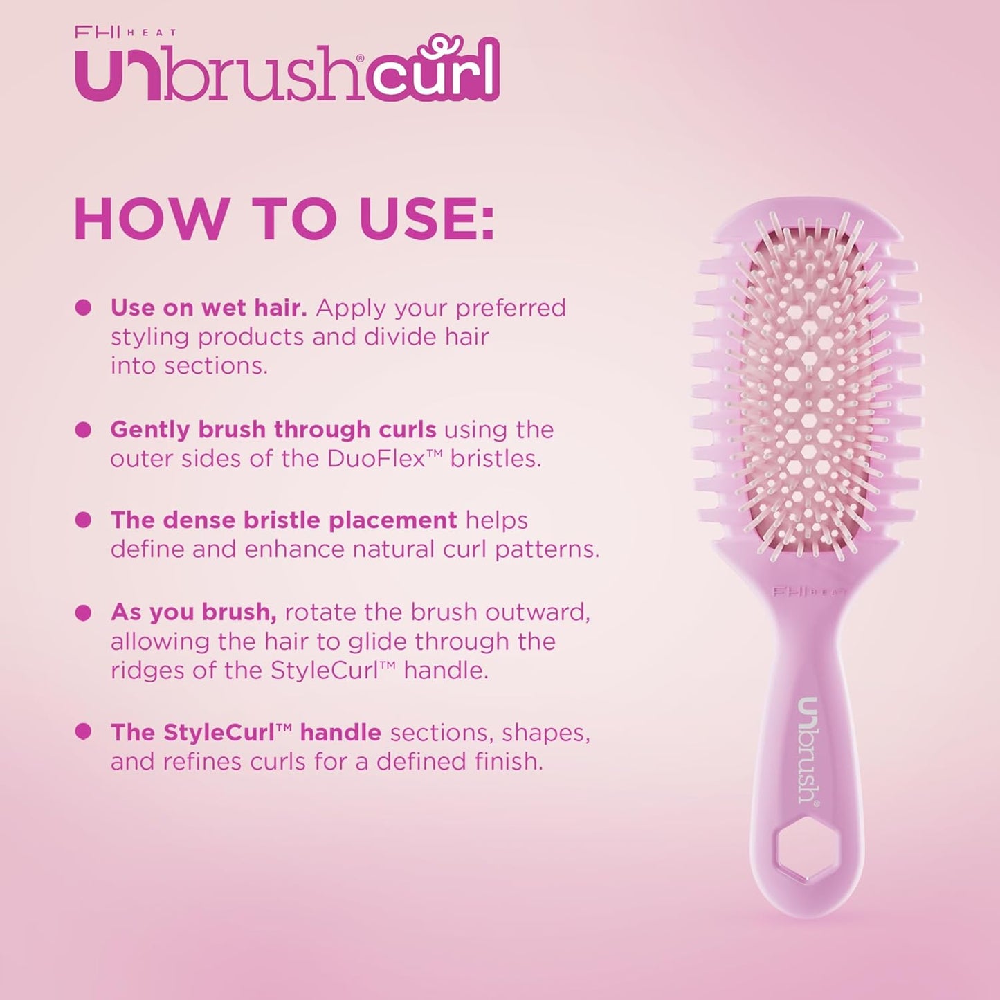 FHI Heat Curl Collection - Pain-Free Brushing & Curl Enhancing for Curly Hair | Ideal for Wet Use