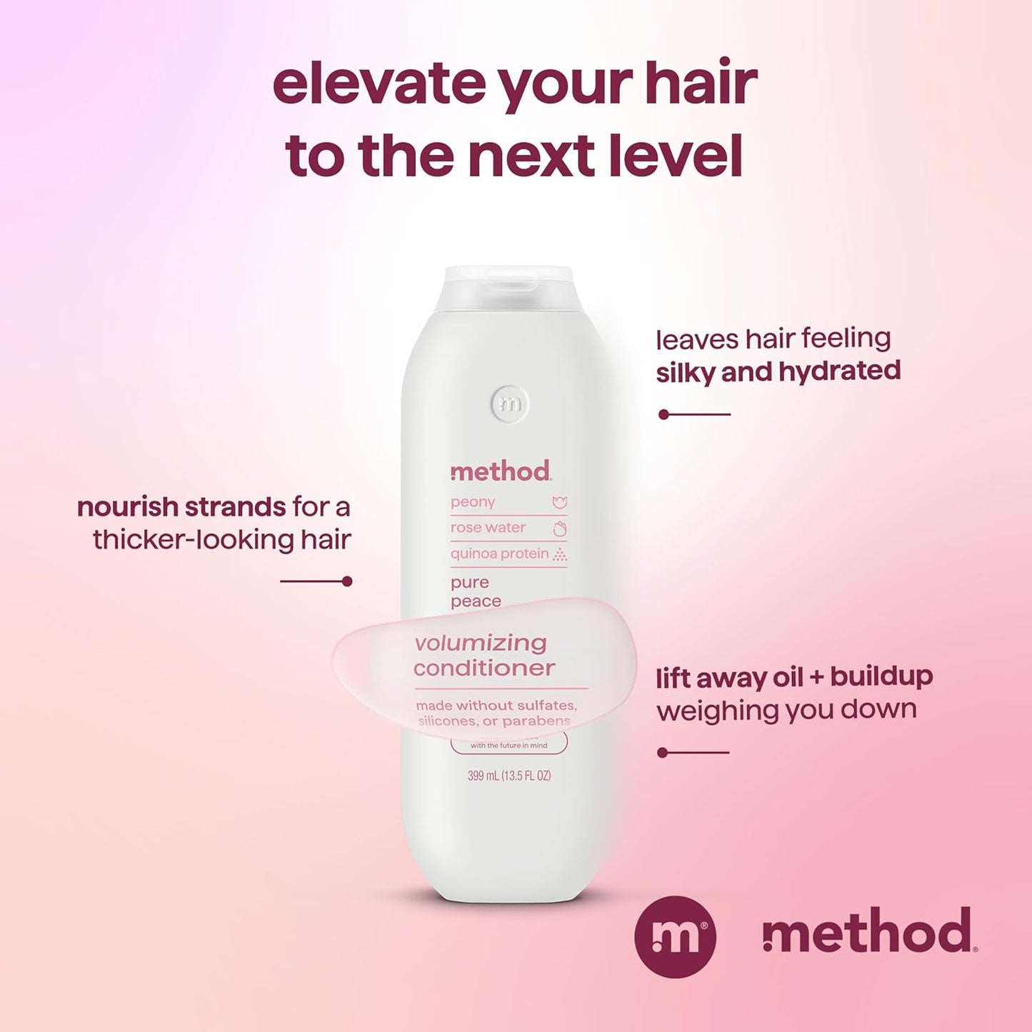 **Volumizing Conditioner for Thicker, Fuller Hair | Pure Peace - Sulfate-Free, Paraben-Free, 13.5 oz**