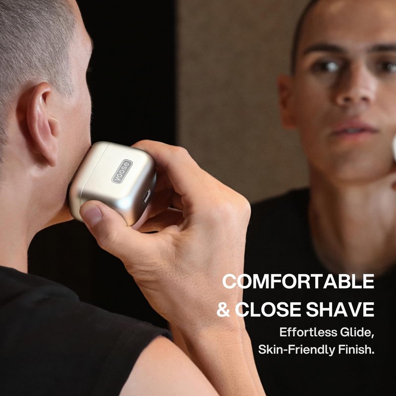 yoose MINI 5 Foil Shaver, Portable Electric Razor for Men, Magnetic 5-Blade Cutting Head, IPX7 Waterproof, USB-C Rechargeable, 90 Min Cordless Dry Shave, Electric Shaver with Pouch, Silver