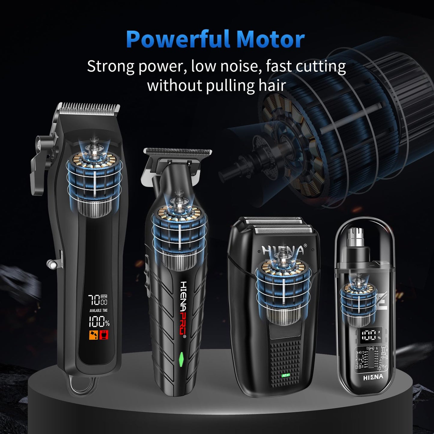 HIENA Professional Hair Clipper Set for Men, Cordless Clippers Set and Trimmer Kit, USB Rechargeable Electric Beard, Nose Hair Trimmer, Foil Shaver & Men's Facial Grooming Tool Kit, Gifts for Men