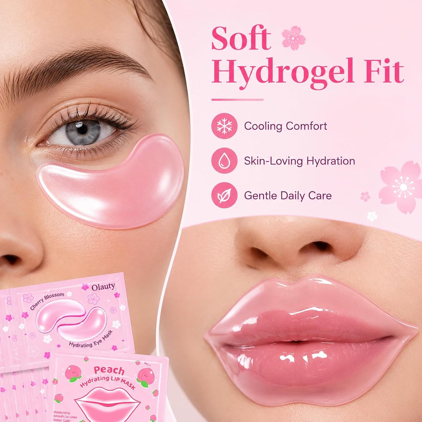 30 Pairs Lip Mask & Under Eye Patches - Pink Collagen Eye Mask Pads | Perfect Spa Gifts for Women, Birthday & Bridal Shower Favors