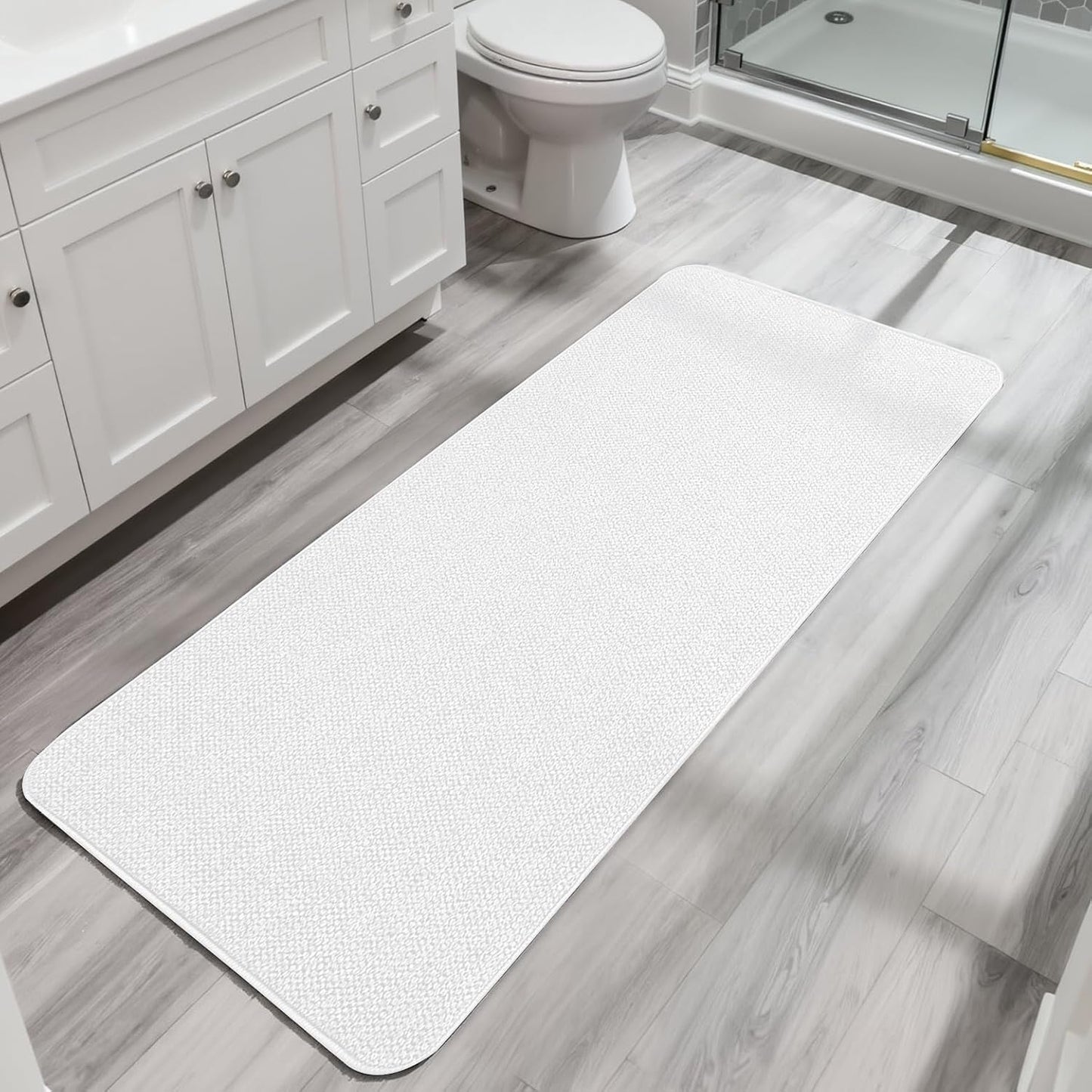 Ultra Thin Bath Mat - Non-Slip Rubber Bathroom Rug, Quick Dry & Absorbent | Grey, 1'5"x2'3" (17x27 Inch)