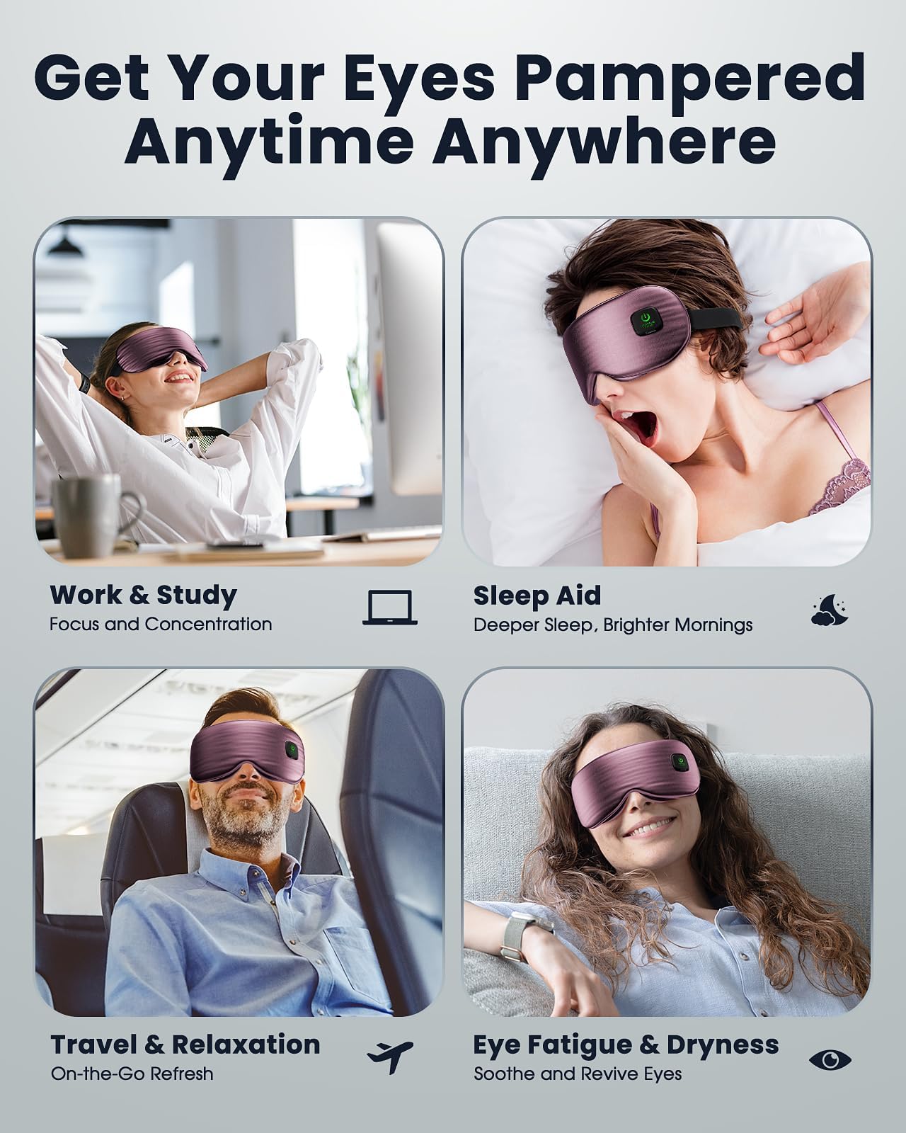 Heated Eye Mask - Cordless Eye Mask for Dry Eyes, Eye Relief, Improved Sleep, Washable Eye Heating pad for Travel and with Replaceable Shell