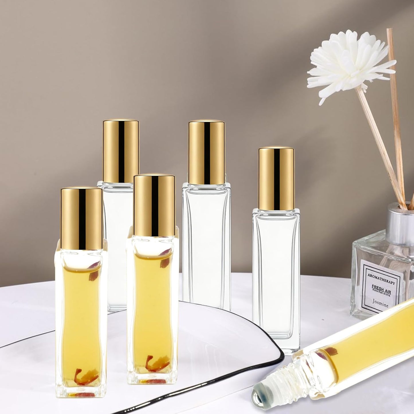 Essential Oil Roller Bottles - 100 Pcs 10 ml Thick Glass with Stainless Steel Balls | Leakproof & Travel-Friendly