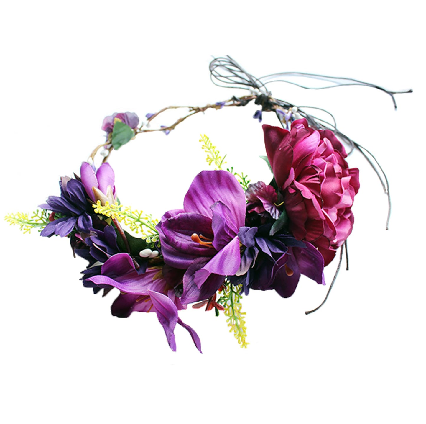 Brikuinr Women Floral Crown Bridal Floral Headband Flower Halo Flower Crown Wedding Party Cosplay Halloween Costume Photos