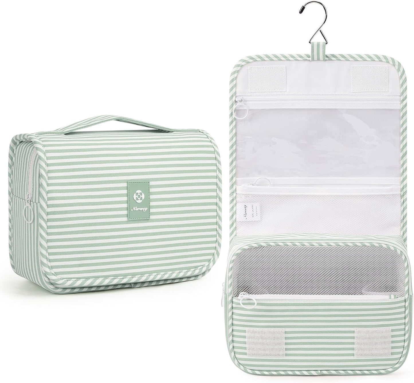 Small Hanging Travel Toiletry Bag - Checkered Makeup Organizer for Women | Dusty Pink Checkerboard