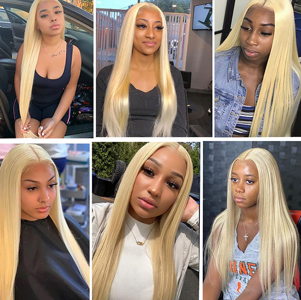 #613 Honey Blonde Bundles Human Hair Blonde Straight Bundles 24 26 28 Inch Unprocessed Brazilian Virgin Hair 3 Bundle 50 Gram Per Bundle Deals Quick Weave Hair For Woman