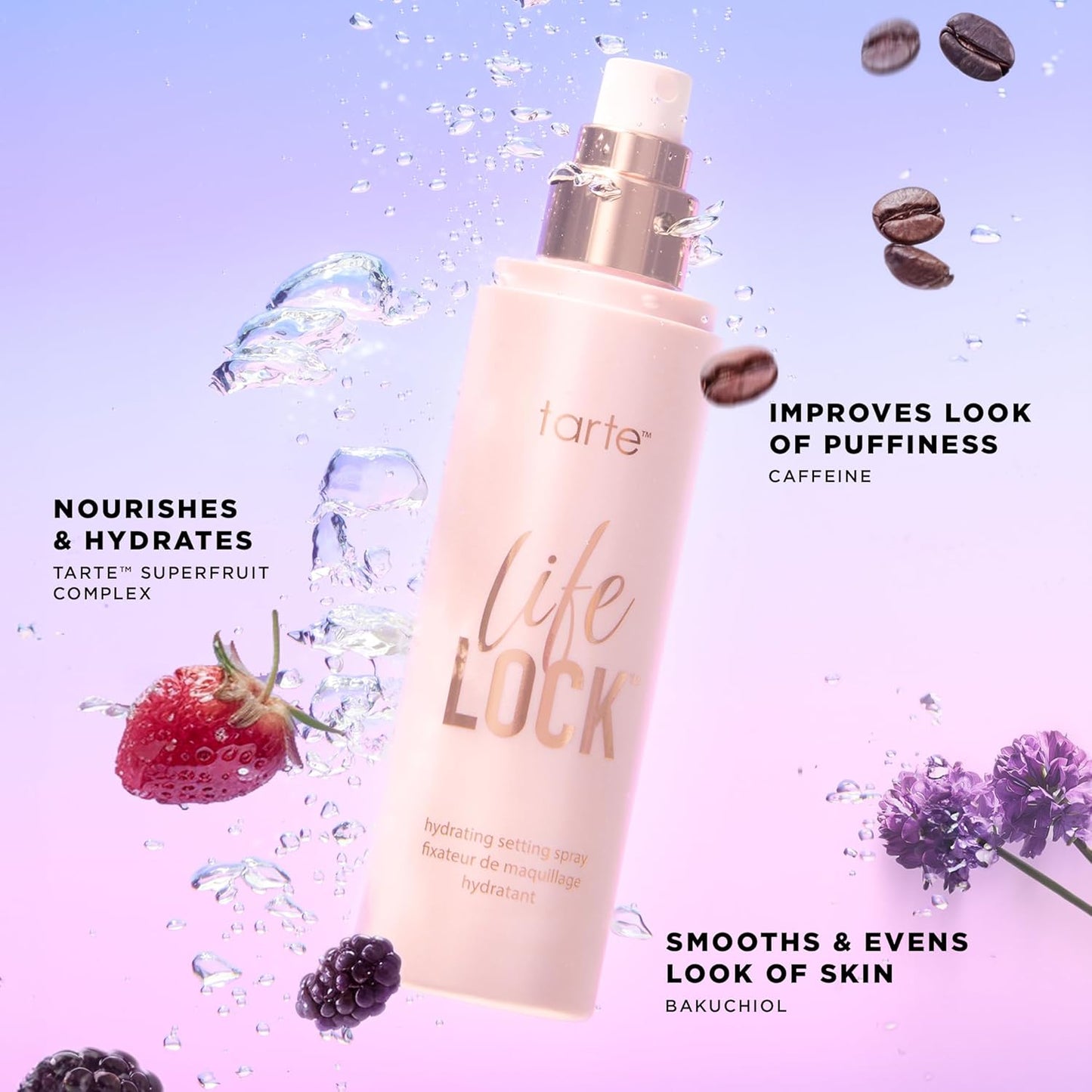 Tarte Life Lock Hydrating Setting Spray - 10-in-1 Weightless Mist with Hyaluronic Acid for Long-Lasting Makeup | Waterproof & Vegan