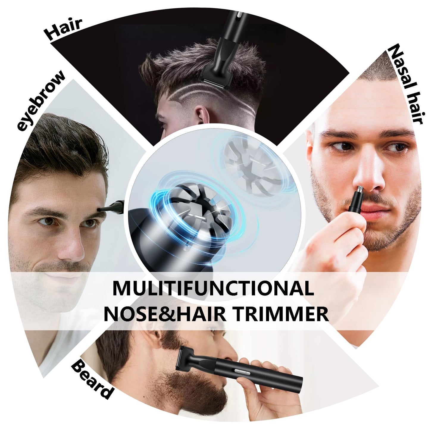 Dust2Oasis Nose Hair Trimmer for Men Women-2026 All-in-1 Professional Use for Nose Ear Hair Trimmers Clipper Pro-14,000RPM Motor,2 hrs Rechargeable Hair Trimmer Set with Dual Edge Blades,Black