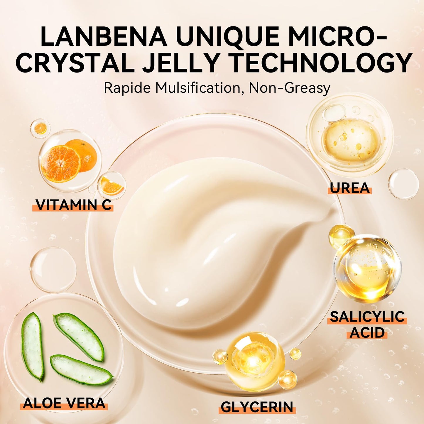 LANBENA Urea Cream 40 Percent For Feet Plus 2% Salicylic Acid 3.52 oz, Foot Cream and Hand Cream Maximum Strength with Aloe Vera For Dry Cracked Heels and Feet, Deep Moisturizes, Callus Remover