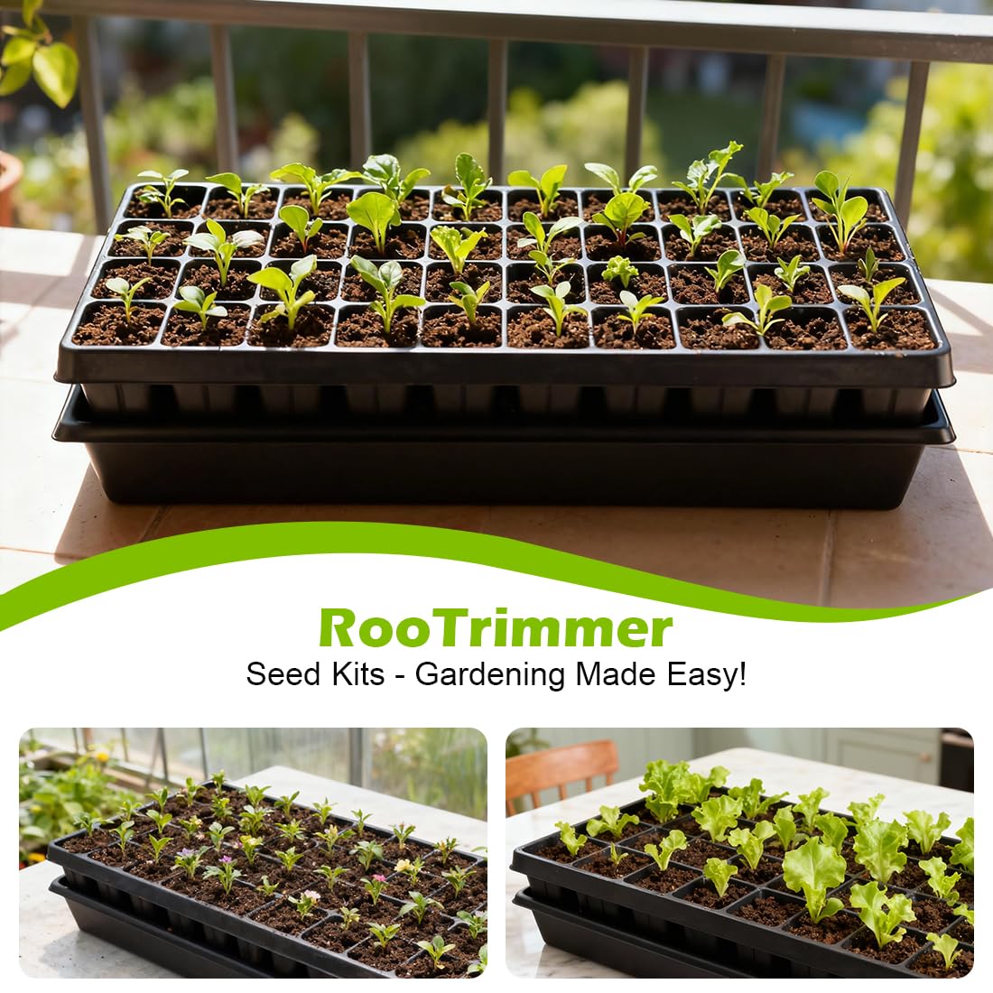 RooTrimmer 10 Pack 1020 Seed Starter Trays and 10 Pcs 40 Cell Plug Trays, Thick Durable Seedling Plastic Nursery Tray for TD542 1020 Tray Germination (10 Sets)