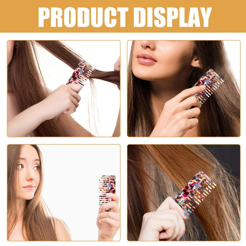 INOOMP 2Pcs Anti-Static Acetate Hair Combs Detangler Tooth Comb for Curly and Wet Hair Styling for Women Colorful Set