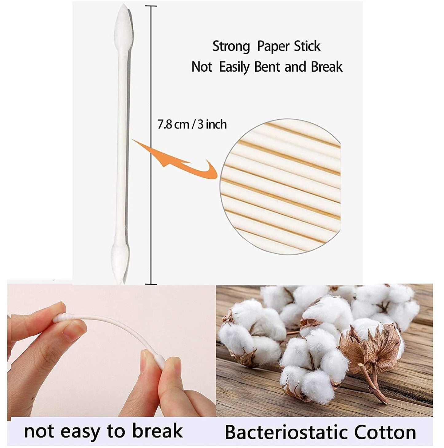 Double Precision Cotton Swabs - 800 Double Pointed Tips for Makeup | 4 Packs of 200 Pieces Each
