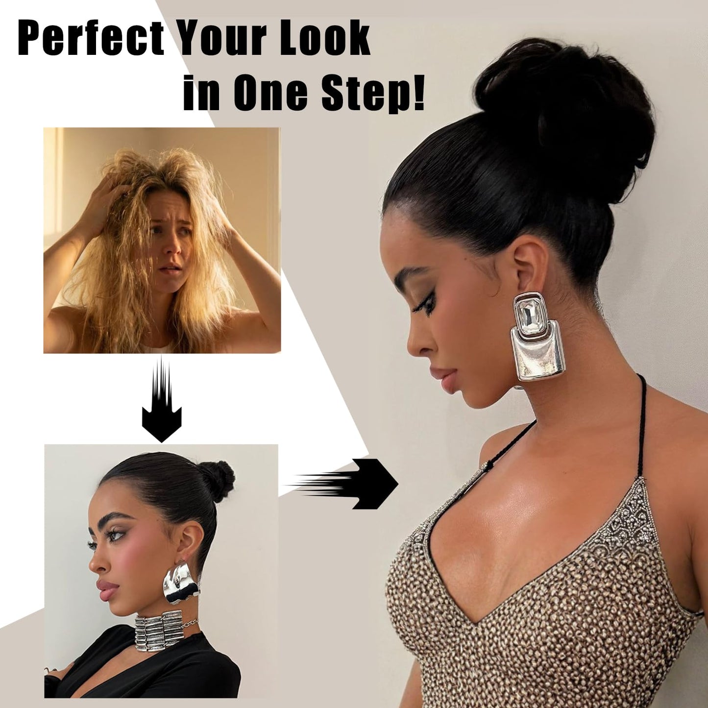FAYDERS 1PCS Messy Bun Hair Piece Wavy Curly Thick Updo Hairpiece Synthetic Chignon Hair Bun Scrunchies Extension for Women