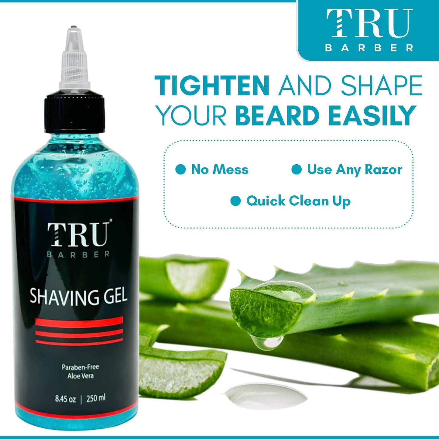 TRU BARBER Shaving Gel for Men, Straight razor shave, Perfect edging and smooth shaving
