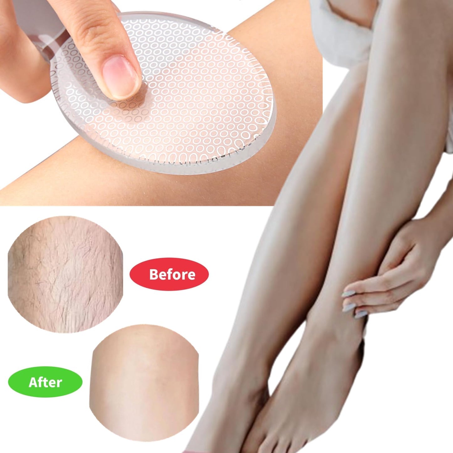 2 Pcs Crystal Hair Remover Professional Crystal Hair Eraser with Ergonomic Handle for Men Women, Back, Arms, Chest, Legs