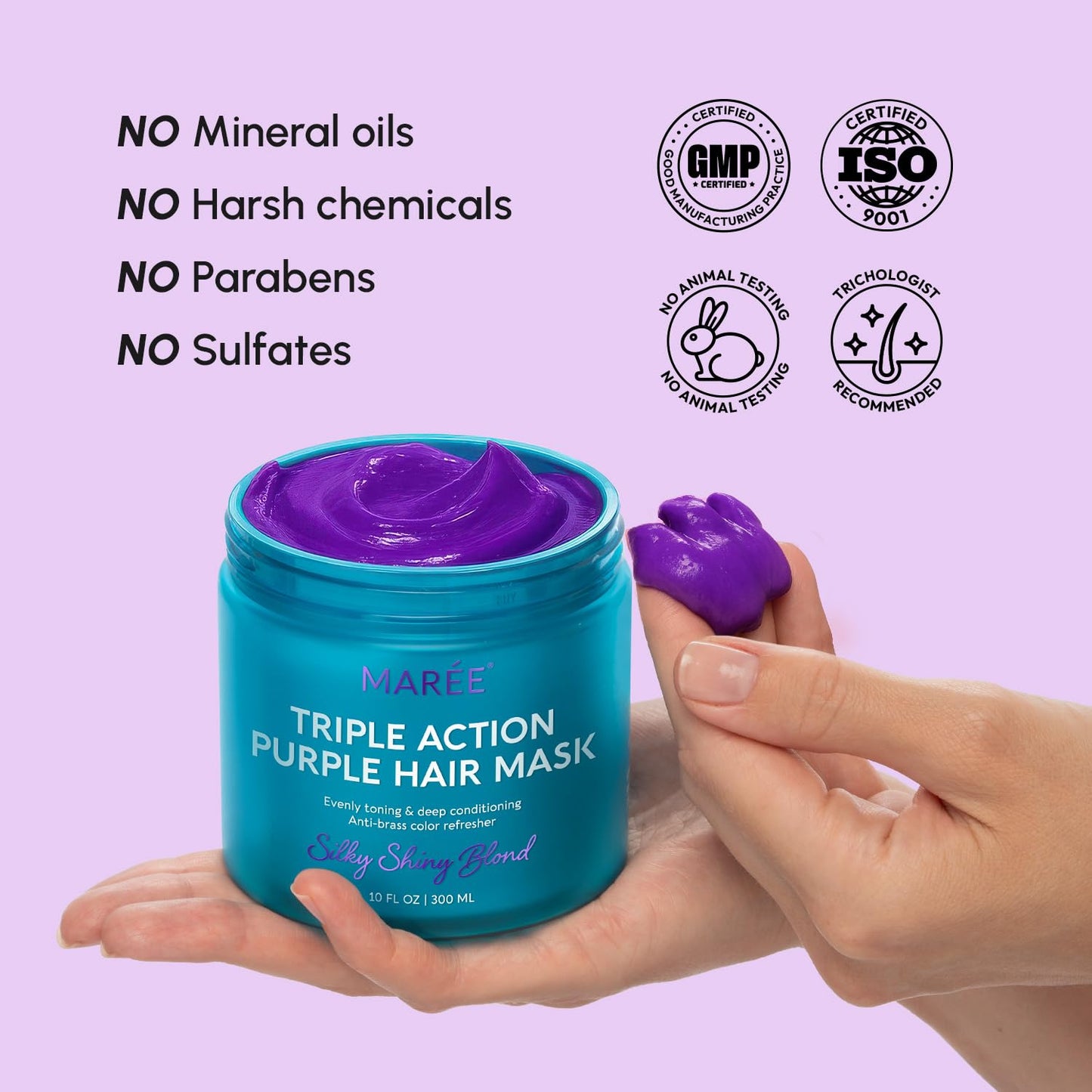 Deep Conditioning Hair Mask for Damaged Hair - Keratin Treatment for Hydration & Repair | 10 Fl Oz, Purple