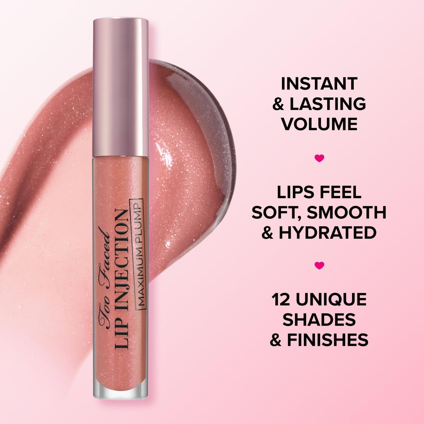 Too Faced Lip Injection Maximum Plump Extra Strength Lip Plumper Gloss | Hydrating, Volumizing, + Plumping, 0.14 Fl Oz, Original