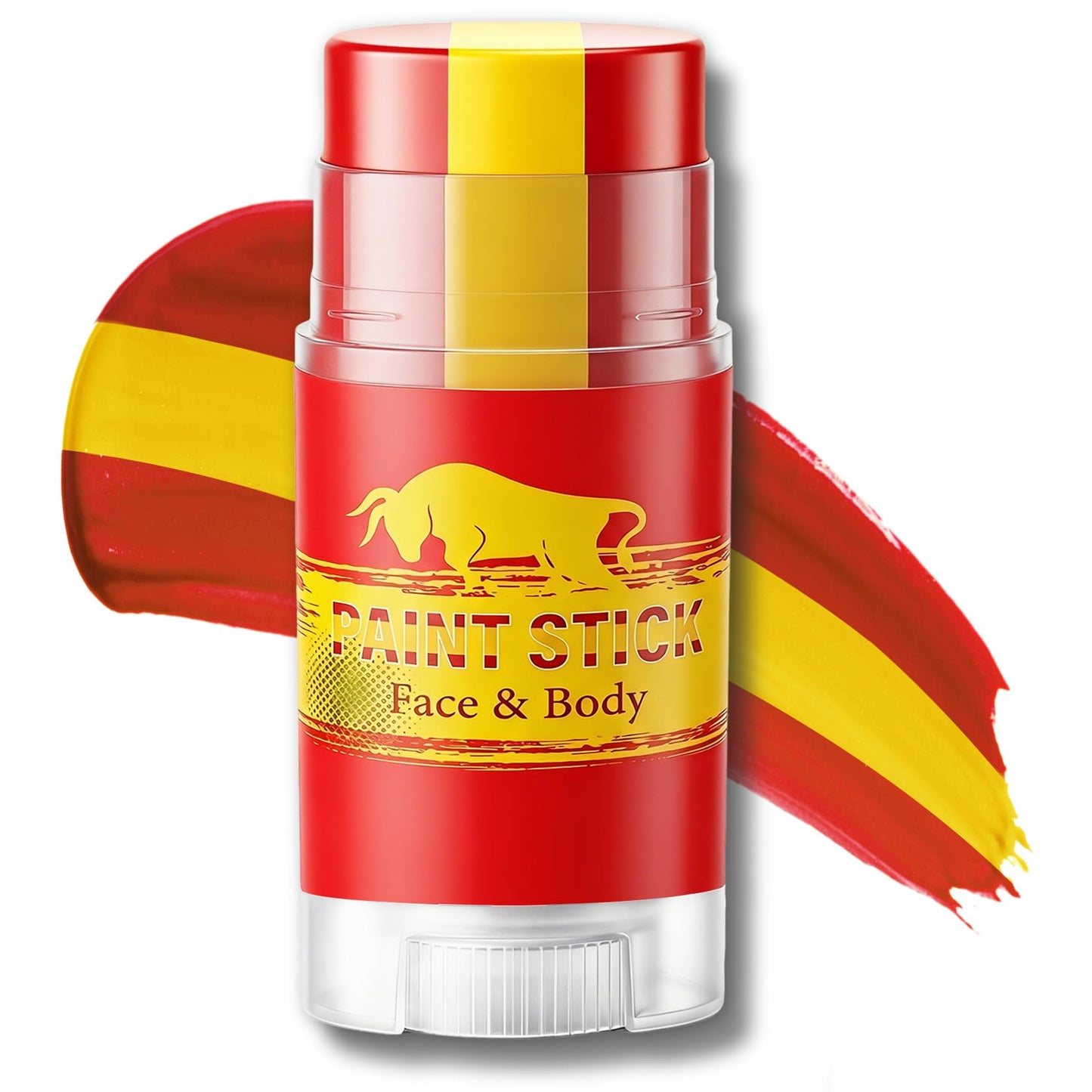 LZXLUKGIR Red Yellow and Red Face Paint Stick,3 in 1 Colors Spain Face Body Paint Sticks for Soccer,Football,Softball,Baseball,High Pigment & Waterproof Eye Black Stick Makeup （03 Spain）
