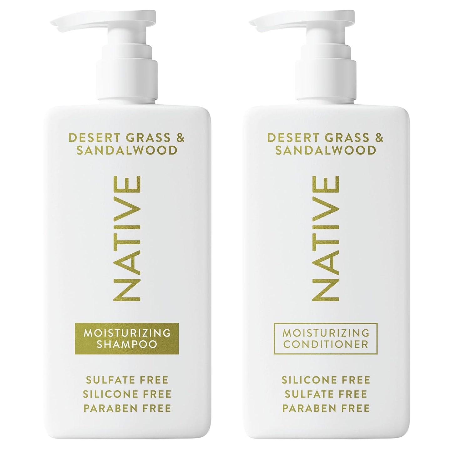 Native Shampoo & Conditioner Set - Naturally Derived, Sulfate & Dye Free | Almond & Shea Butter, 16.5 fl oz Each (2-Pack)