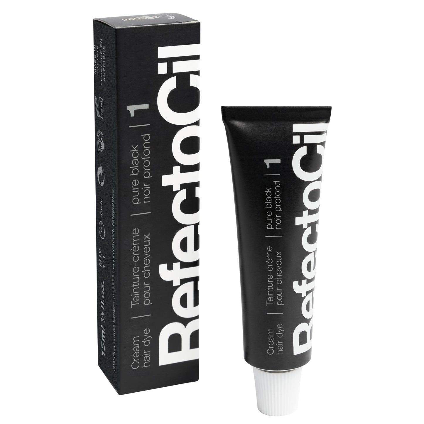 RefectoCil Black (#1) Hair Tinting Kit Includes Cream Hair Dye + Application Set & Mixing Dish