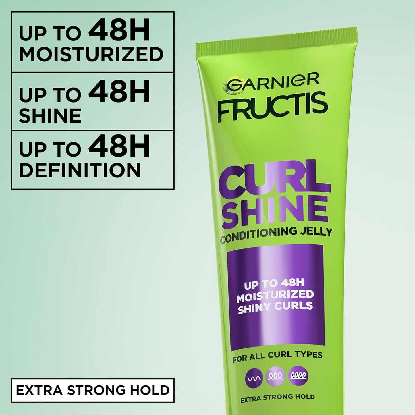 Garnier Fructis Curl Shine Conditioning Hair Gel - Extra Strong Hold for Curly & Wavy Hair | 5.1 Fl Oz