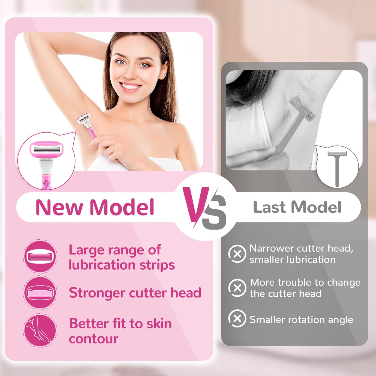 Women‘s Razor with 360° Lubrication Reduces Irritation, Blue