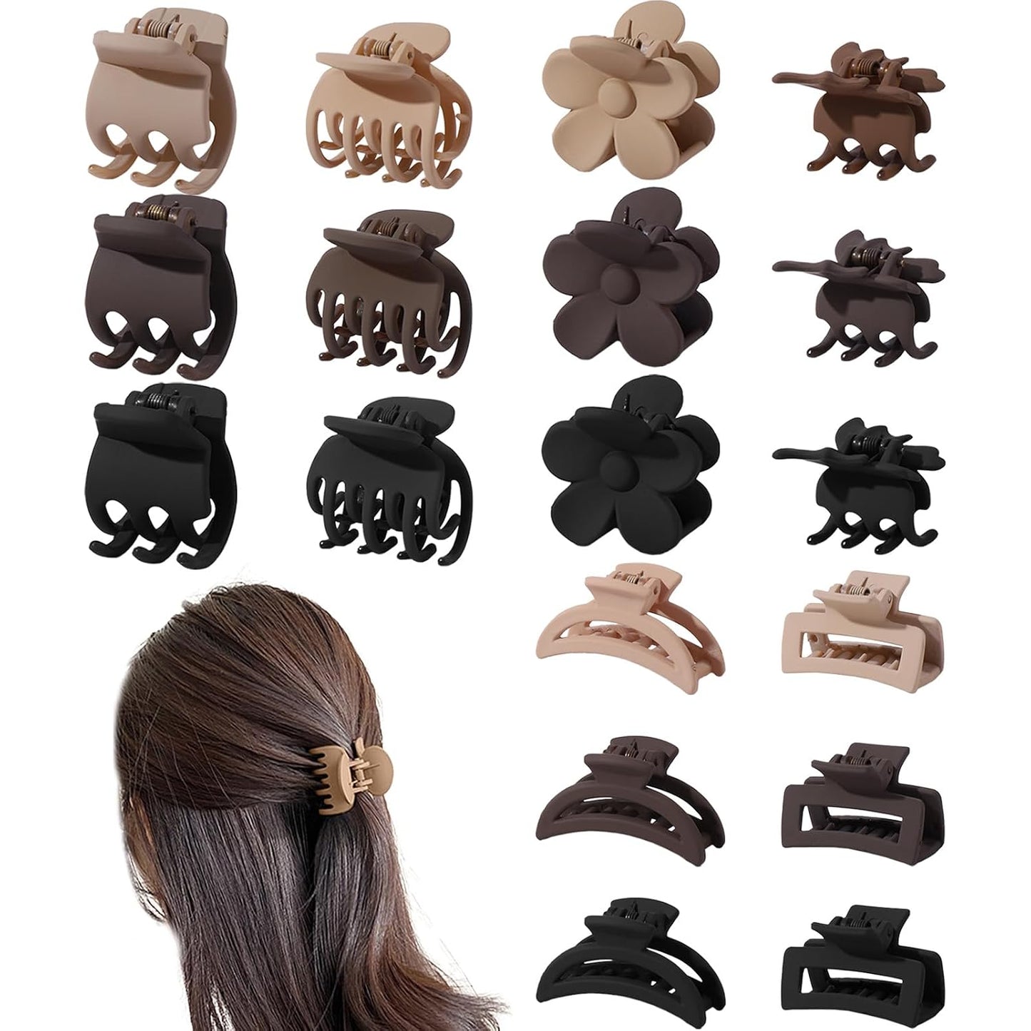 Mini Claw Clips for Thin to Medium Hair - 12 Pack 1.5 Inch Matte Jaw Clips for Women | Nonslip Styles