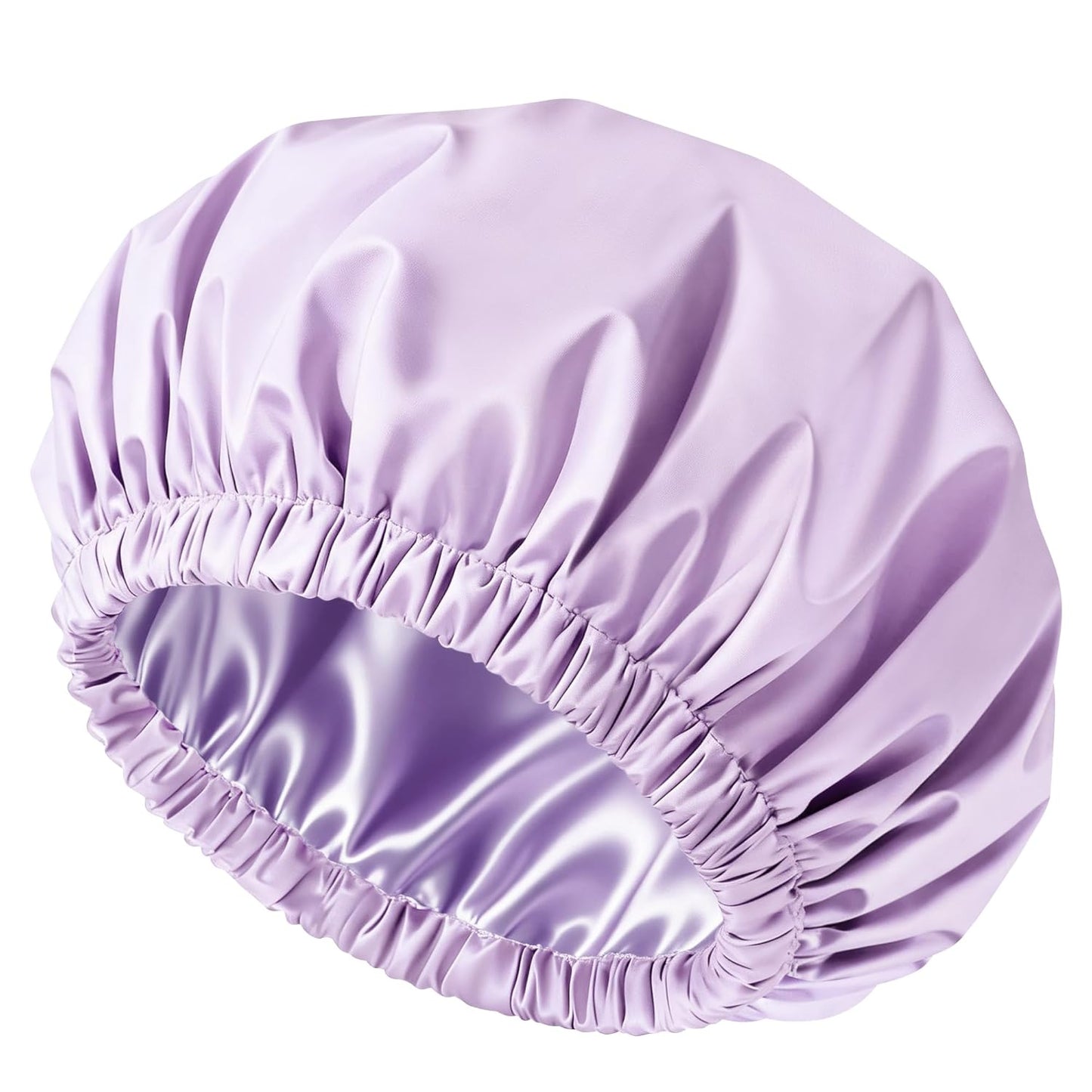 Satin Lined Shower Cap for Women - Reusable Waterproof Hair Protection | Large Washable Pink Cap