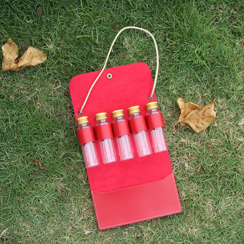 Camping Spice Kit with 5 Jars & Leather Holder - Travel Seasoning Set