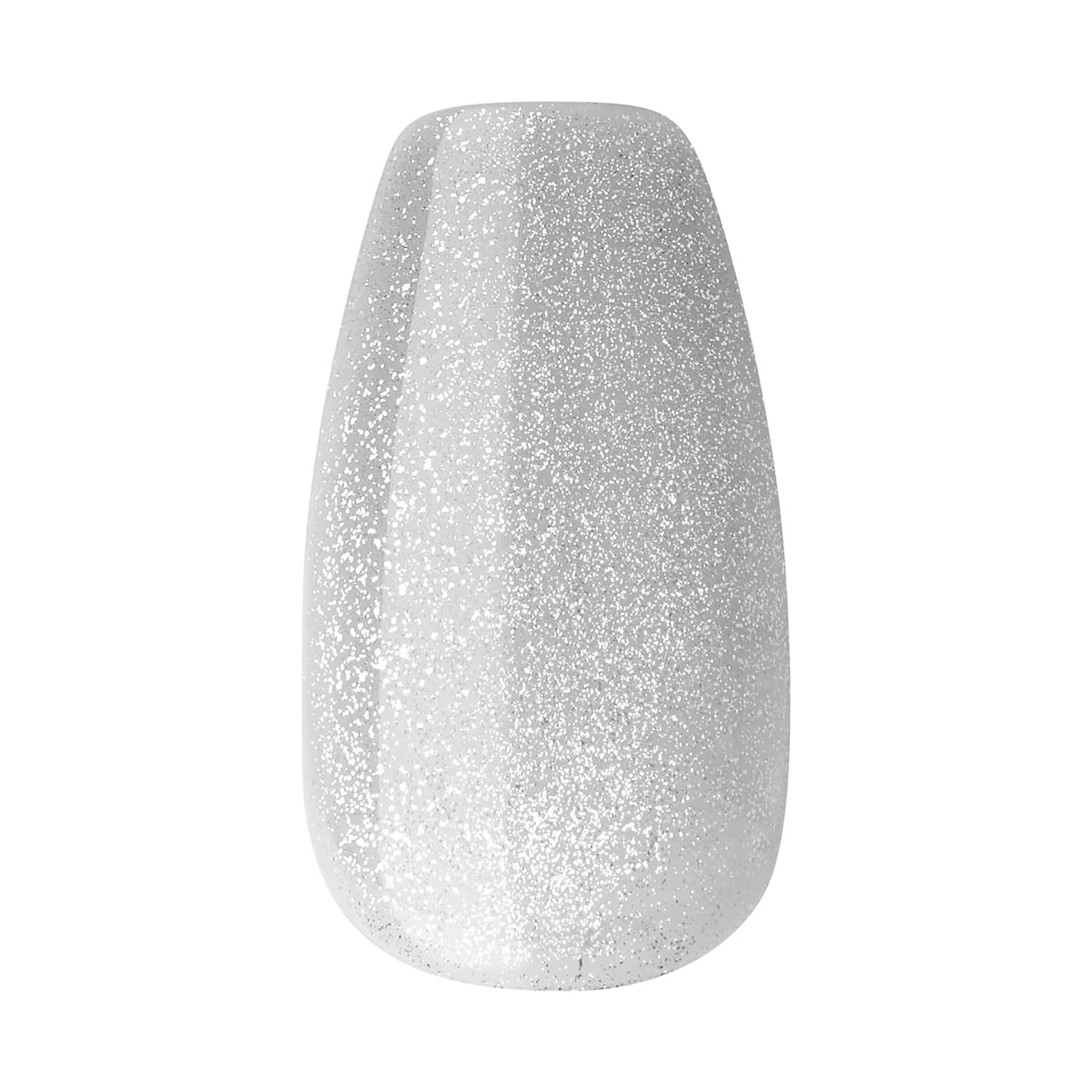 KISS imPRESS Press-On Manicure - Gray V-Cut Stone Fake Nails | Medium Ballerina/Coffin Shape, Easy Application, 30 Count