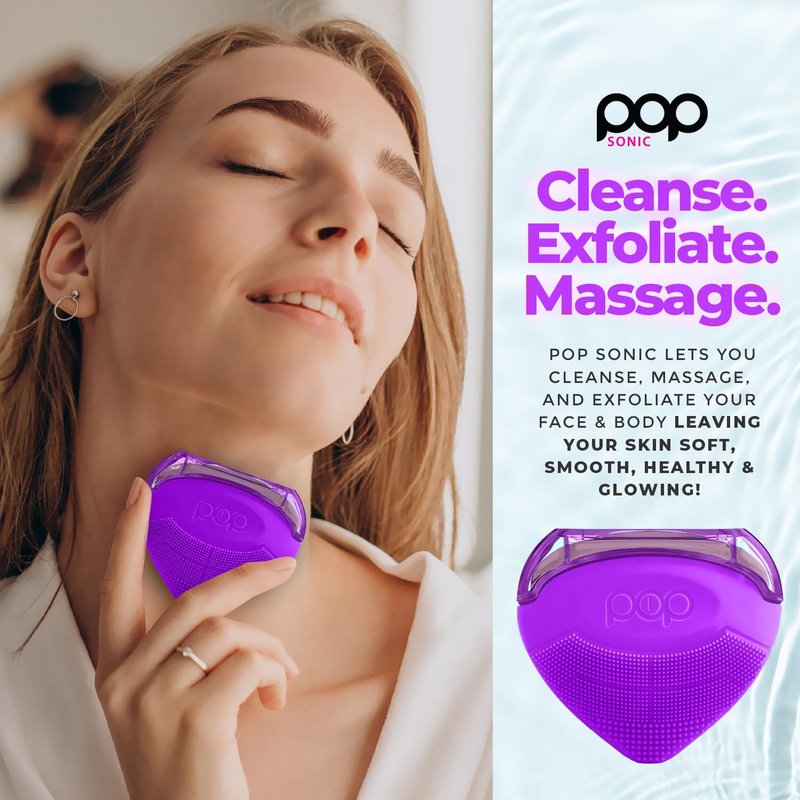 Pop Sonic Strawberry 3 in 1 Skin Exfoliating Cleanser Clean Massage Exfoliate (Purple)