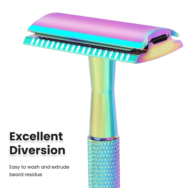 Keropy Safety Razor For Man With 10 Premium Stainless Steel Razor Blade Reusable Single Blade Razors For Men and Women, Double Edge Razor, Rainbow