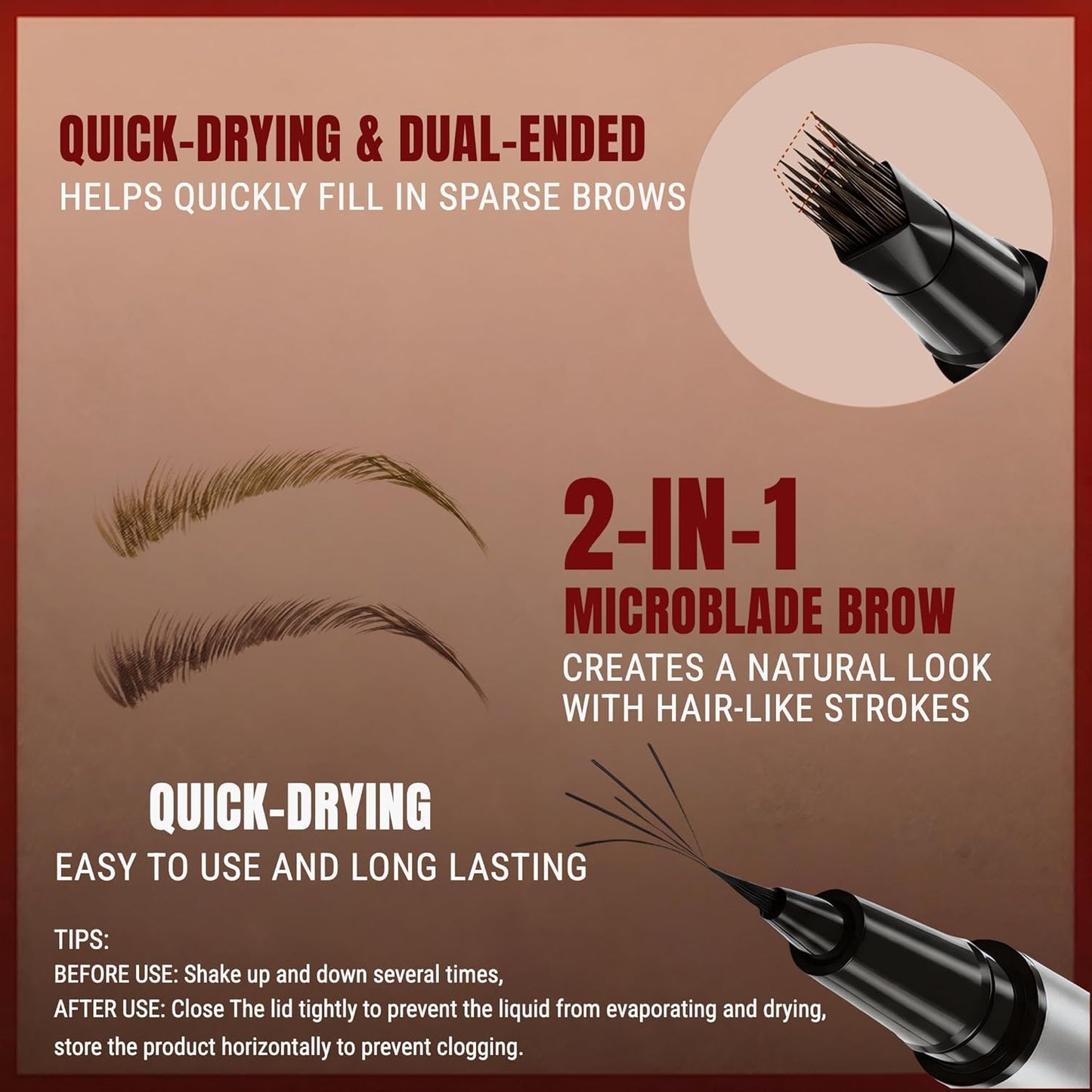 Eyebrow Pencil - 2-in-1 Microblading Pen with Ultra-Fine Tips | Waterproof, Long-Lasting, Brown