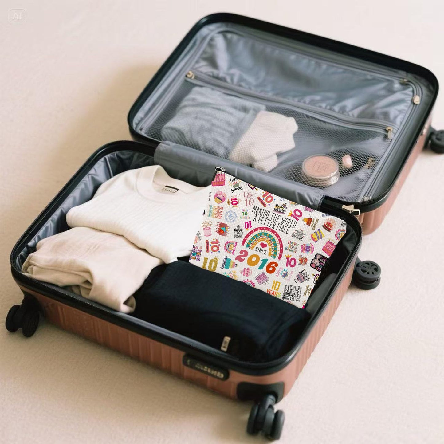 NONETH Birthday Gifts, 2016 Birthday Decorations Cosmetic Bags, Cute Travel Makeup Bag & Toiletry Bag