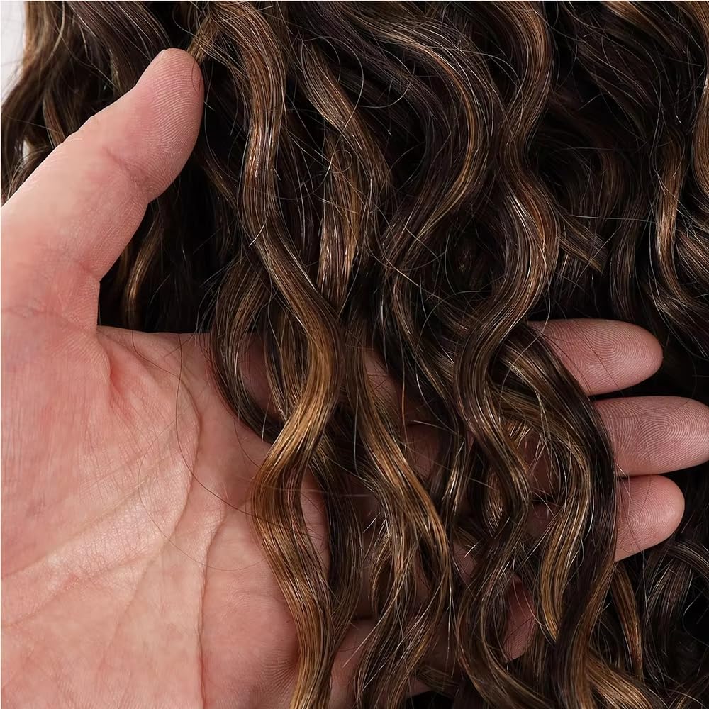 30 inch Highlight Bundles Ombre Brown Human Hair Bundles Dark Brown Water Wave Bundle 4/30 Water Wave Bundle