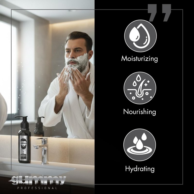 Gummy Professional 2-in-1 Beard Shampoo & Conditioner with Herbal Keratin – Cleansing & Moisturizing Beard Wash for Daily Grooming – Rinses Clean with No Heavy Residue for All Beard Types – 250 ml